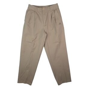 Vintage 90s Adidas‎ Pleated Chino Pants Womens 12 Khaki Tan Cotton Trousers Y2K